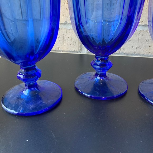 Set of 2 Vintage Libbey Glass Com. Gibraltar Antique Blue Iced Tea Goblet 1970’s - Picture 5 of 7
